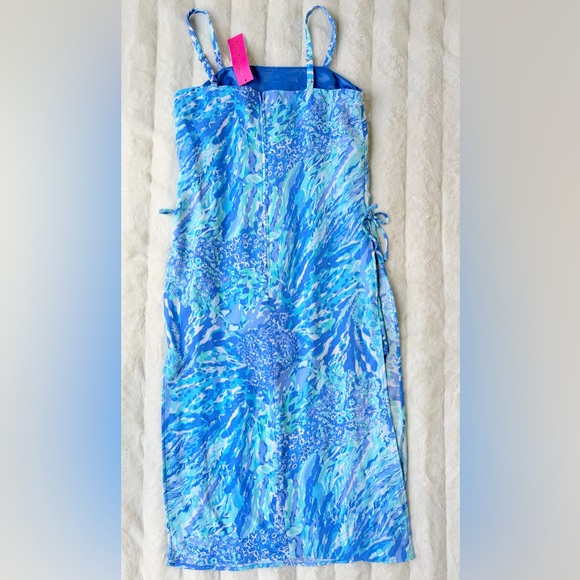 Lilly Pulitzer Blue Green Floral Dress Romper Size 4 NWT - Picture 3 of 8